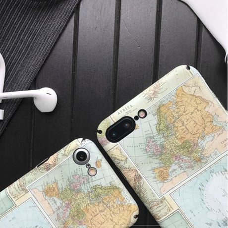 [NW334] ★ iPhone 6 / 6s / 6Plus / 6sPlus / 7 / 7Plus / 8 / 8Plus ★ シェルカバー ケース 世界 地図 マップ クラシック