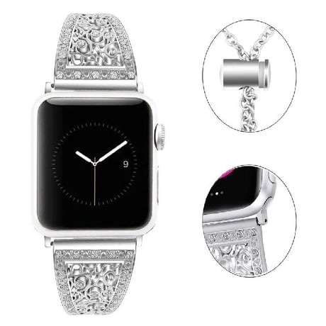 [MO044] ★Apple Watch belt 38mm/41mm/42mm/40mm/44mm/45mm★ アップルウォッチ バンパーケース+替えベルト ブレスレット ラインストーン 高見え