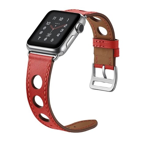 [MO130] ★Apple Watch belt 38mm/42mm/40mm/44mm★ アップルウォッチ 替えベルト レザー センターパンチング エンボス加工 スムース