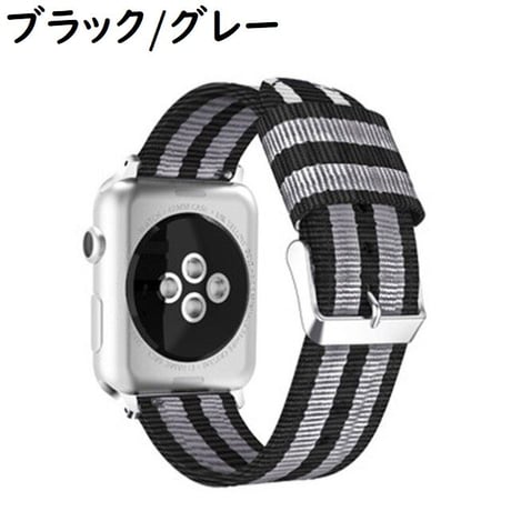 [MO164] ★Apple Watch belt 38mm/42mm/40mm/44mm★ アップルウォッチ 替えベルト ナイロン ストライプ バイカラー スポーティー