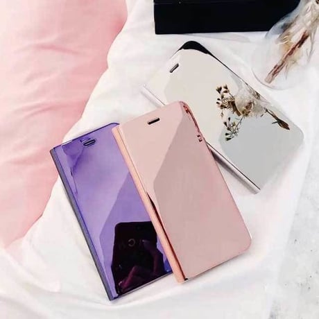 [MD438] ★ iPhone 6 / 6s / 6Plus / 6sPlus / 7 / 7Plus / 8 / 8Plus / X ★ 手帳型 ケース ミラー 綺麗 上品 グラスケース