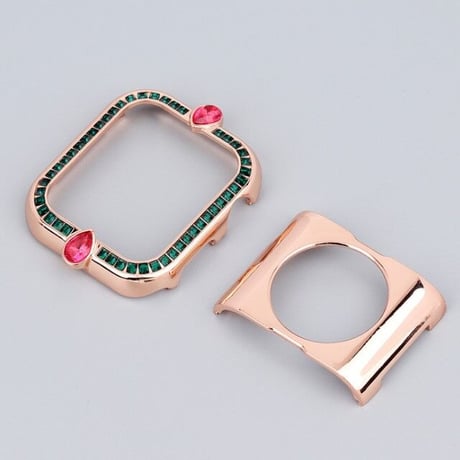 [MO121] ★Apple Watch Bumper Case 40mm/44mm★ アップルウォッチ バンパーケース 高見え 雫型ビジュー ラインストーン ラグジュアリー