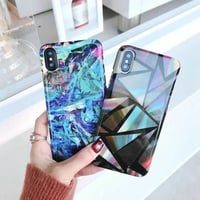 [MD423] ★ iPhone 6 / 6s /6Plus / 6sPlus / 7 / 7Plus / 8 / 8Plus / X ★ シェルカバー ケース マーブル クール 幾何学模様