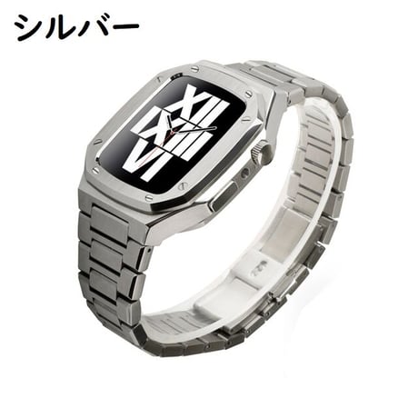 [MO067] ★Apple Watch belt 41mm/44mm/45mm★ アップルウォッチ バンパーケース+替えベルト セット フルメタルデザイン ステンレス シンプル クール