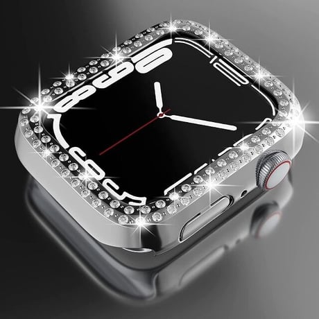 [MO053] ★Apple Watch belt 38mm/41mm/42mm/40mm/44mm/45mm★ アップルウォッチ バンパーケース+替えベルト クローバー ブレスレット ラインストーン