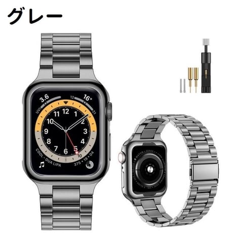 [MO205] ★Apple Watch belt 38mm/41mm/42mm/40mm/44mm/45mm ★ アップルウォッチ 替えベルト メタリック ステンレススチール 調節ツール付き