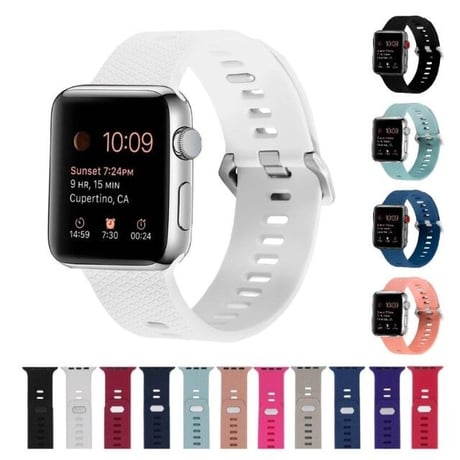 [MO243] ★Apple Watch belt 38mm/40mm/42mm/44mm ★ アップルウォッチ 替えベルト シリコン スポーツバンド 洗える 防水 軽量 通気性