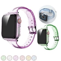 [MO106] ★Apple Watch belt 38mm/42mm/40mm/44mm★ アップルウォッチ バンパーケース+替えベルト セット キラキラ ラメ クリアストラップ シリコン