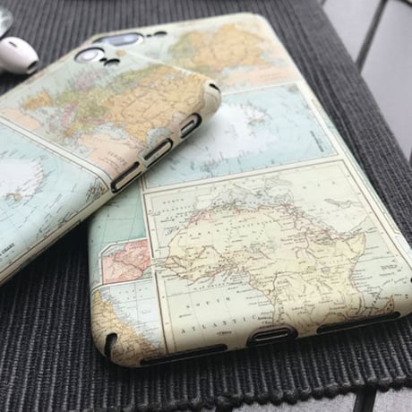 [NW334] ★ iPhone 6 / 6s / 6Plus / 6sPlus / 7 / 7Plus / 8 / 8Plus ★ シェルカバー ケース 世界 地図 マップ クラシック