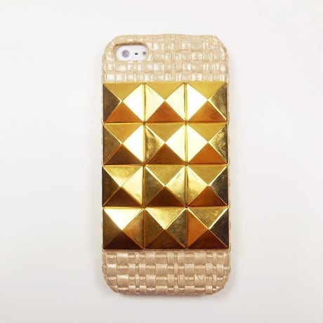 [YS052] iPhone5 / 5s ケース ゴールデン ブラウン スタッズ スマホ アイフォン カバー きらきら ゴージャス 大人