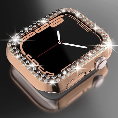 [MO053] ★Apple Watch belt 38mm/41mm/42mm/40mm/44mm/45mm★ アップルウォッチ バンパーケース+替えベルト クローバー ブレスレット ラインストーン