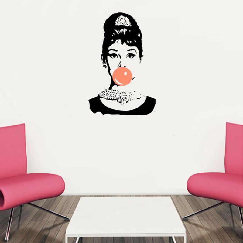 ウォールステッカー ポップアート オードリーヘプバーン 転写式
