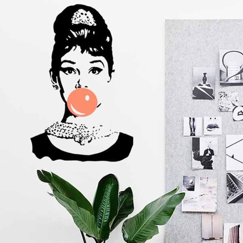 ウォールステッカー ポップアート オードリーヘプバーン 転写式