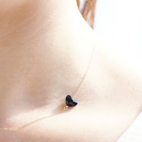 【K10 】 オニキス heart necklace　・by YouuumuJewelry*