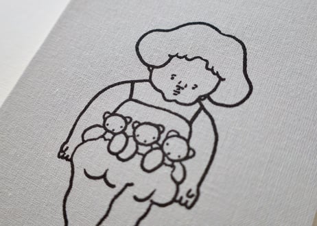 ファブリックカード「腹から落ちないか不安な子」