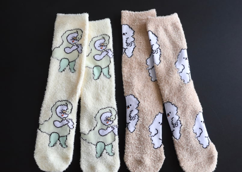 もこもこ靴下 顔をドツかれてるアヒル | nagakiperm ONLINE STORE