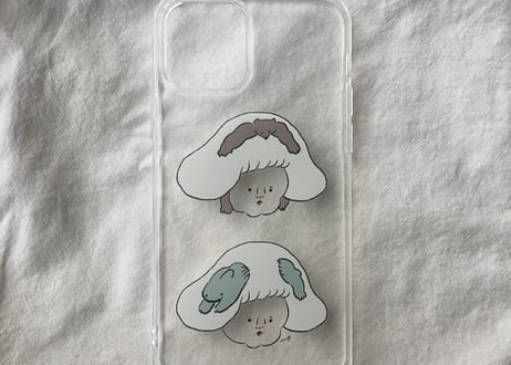 〈受注生産〉TPU素材スマホケース／頭に動物が刺さってるタイプの女