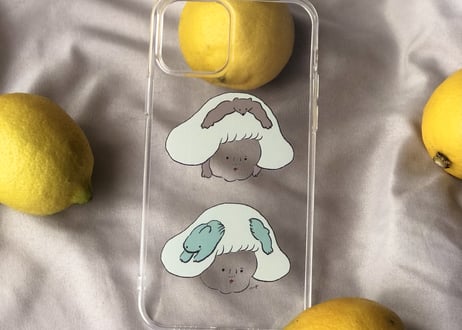 〈受注生産〉TPU素材スマホケース／頭に動物が刺さってるタイプの女