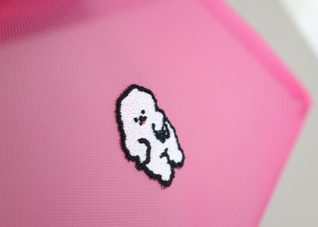 メッシュポーチ「ギャルピする犬」