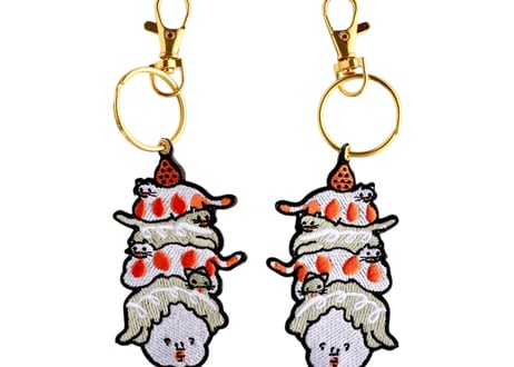 刺繍キーホルダー「ネコケーキ」