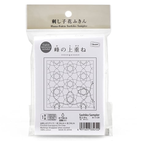 オリムパス　刺し子花ふきん紺