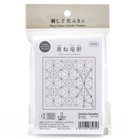 オリムパス　刺し子花ふきん紺
