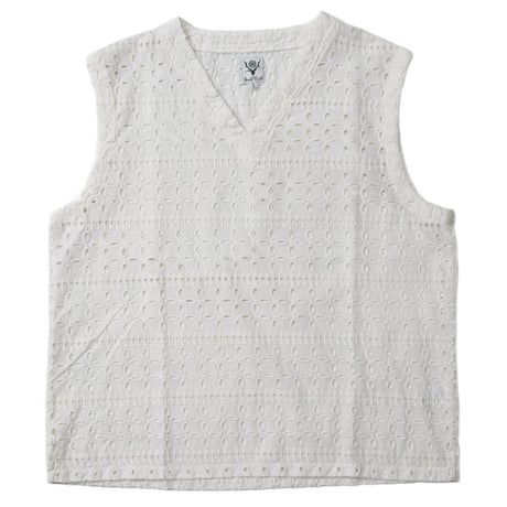 Ladie's /South2 West8（サウスツーウエストエイト）"Sleeveless V Neck Shirt - Cutwork Embroidery"