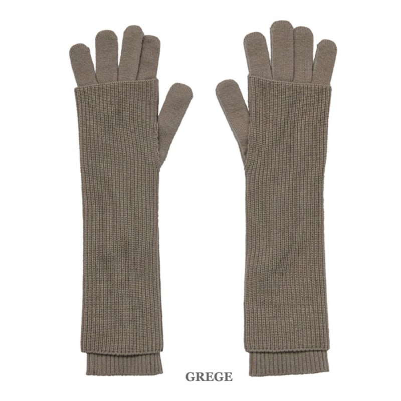 Graphpaper フィンガーレスニットグローブ グレーxベージュ Graphpaper