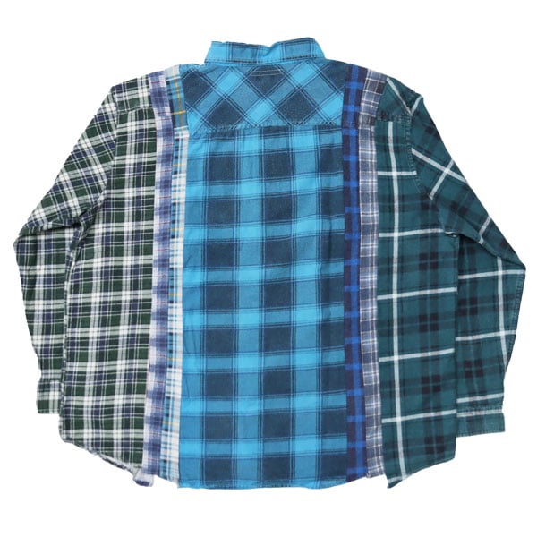 A17603 リビルドバイニードルス 7カットシャツ パープル×グリーン L Rebuild By Needles Flannel Shirt → 7 Cuts Wide Shirt