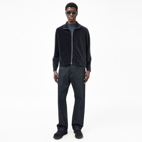 OUR LEGACY（アワー レガシー）"SHRUNKEN FULLZIP POLO - Phantom Stripe Velour"