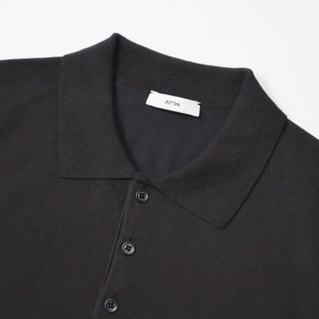 ATON（エートン）"COTTON WASHI KNIT HALF SLEEVE POLO SWEATER"