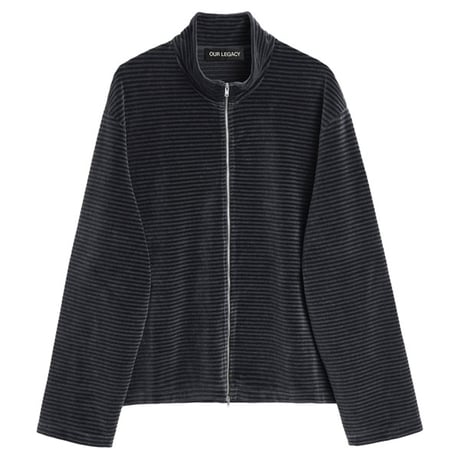OUR LEGACY（アワー レガシー）"SHRUNKEN FULLZIP POLO - Phantom Stripe Velour"