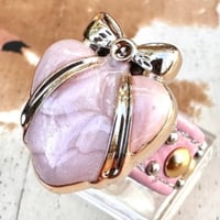 Leather Ring（ピンクリボンハートピンクミックス）