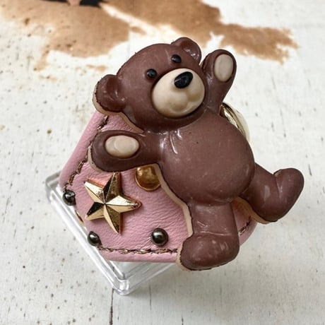 ☆新作☆Leather Ring（バンザイベアピンク）