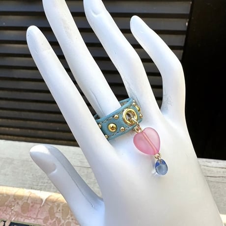 Leather Ring（ハートティアースカイブルー）