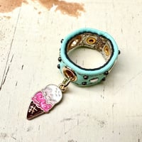☆新作☆Leather Ring（ぷらぷらアイスクリームチョコミント）
