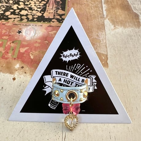 Leather Ring（ぷらぷらリボンハートスカイブルー）