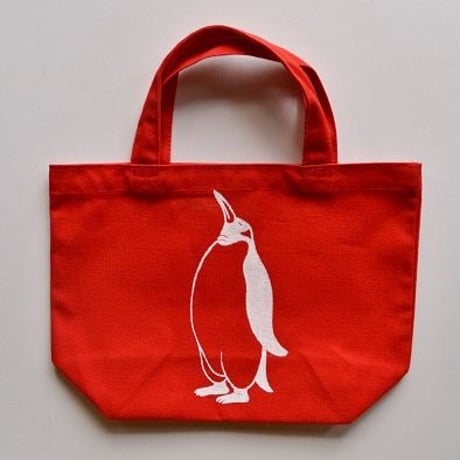 上向きペンギントートバッグ 、赤、送料無料、キャンバス地