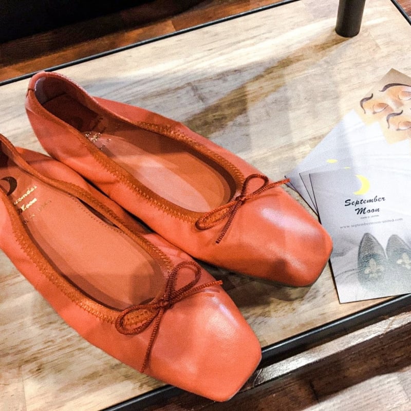 ワイドスクエアトゥフラットシューズ - BLACK M LSM-14 ブラック スクエアトゥレザー バレエシューズ | September