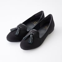 SM03ブラックスエードタッセル付きオペラシューズ