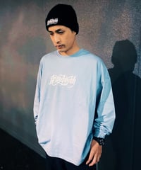 Calligraphy Front Logo T-shirt/Big Silhouette Long Sleeve<Acid Blue>