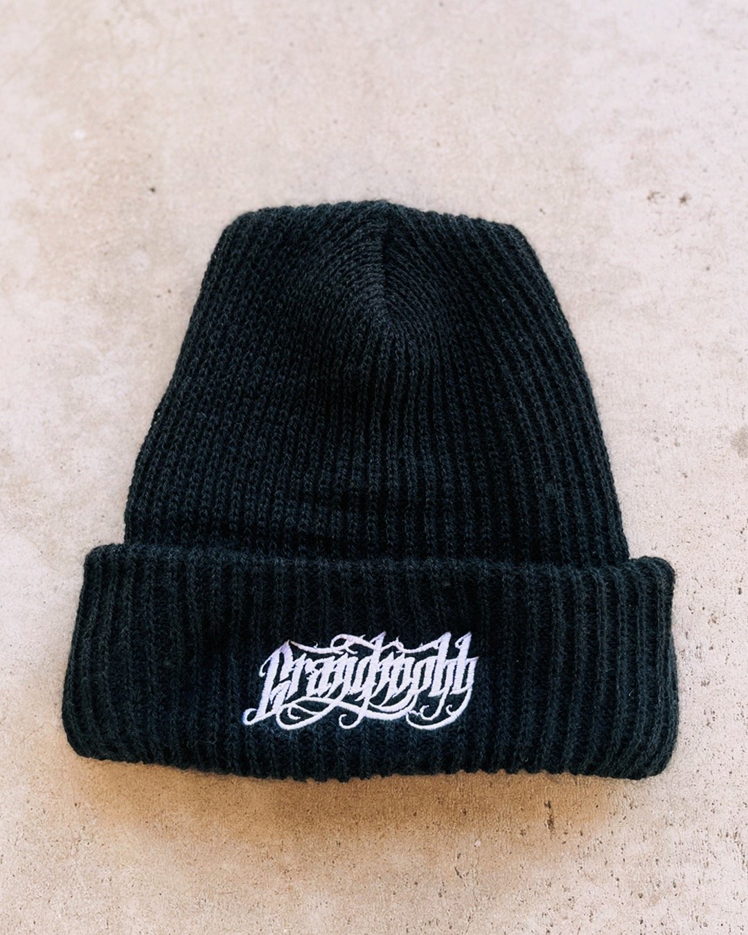 Calligraphy Logo Knit Cap/Black | GRANDMOBB