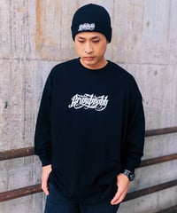 Calligraphy Front Logo T-shirt/Big Silhouette Long Sleeve<Black>