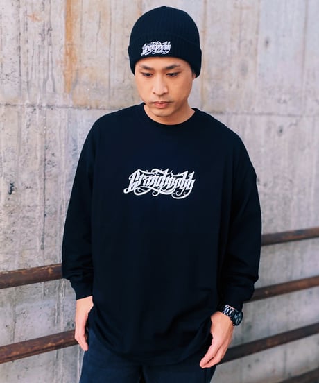 Calligraphy Front Logo T-shirt/Big Silhouette Long Sleeve<Black>