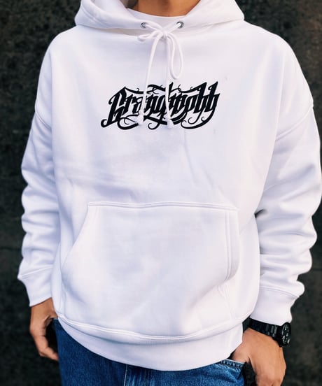 Calligraphy Logo Hooded/Big Silhouette<White>