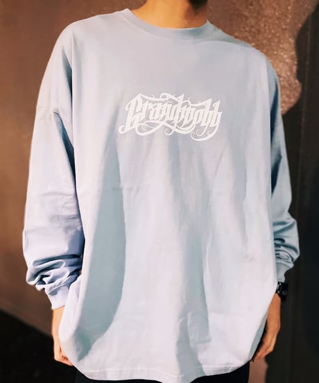 Calligraphy Front Logo T-shirt/Big Silhouette Long Sleeve<Acid Blue>