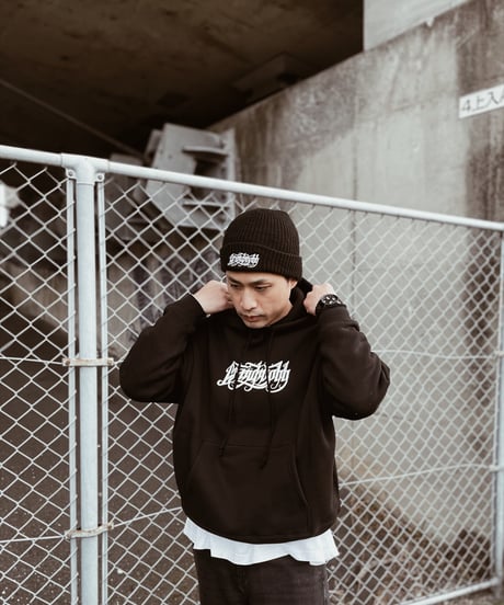 Calligraphy Logo Hooded/Big Silhouette<Black>