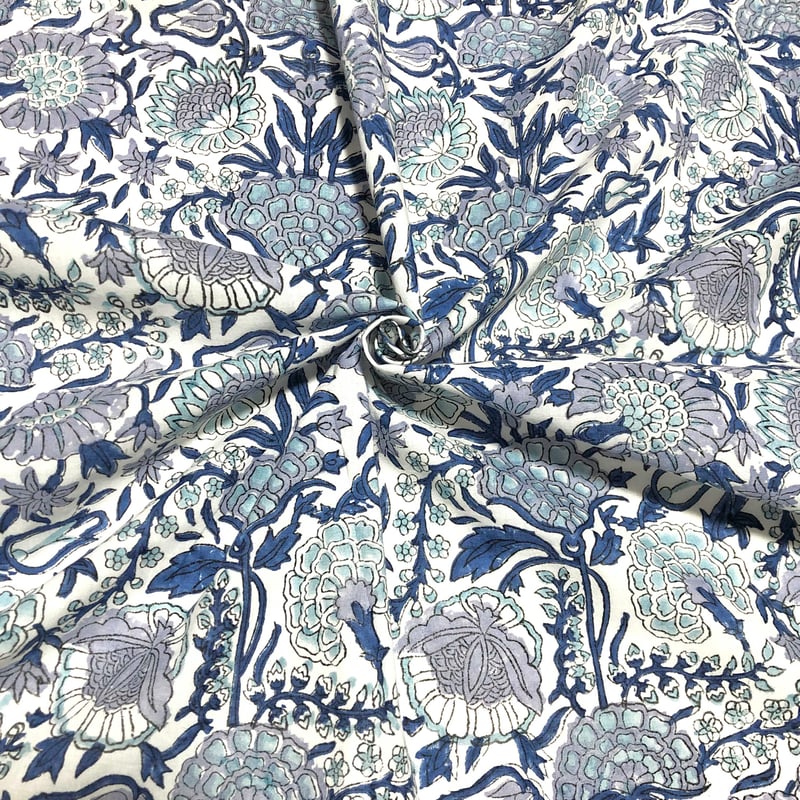 未使用※大判　インド ブロックプリント 中綿入りキルト ブルーグレー　マルチラグ 楽天市場】お求めやすくなりました！・ララ ブロックプリントキルト