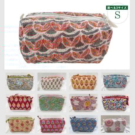 未使用※インド ブロックプリント 中綿入りキルト アースフラワー　マルチラグ CATEGORY 即納完成商品 | MICALA ミカラ ブロックプリント生地・インド