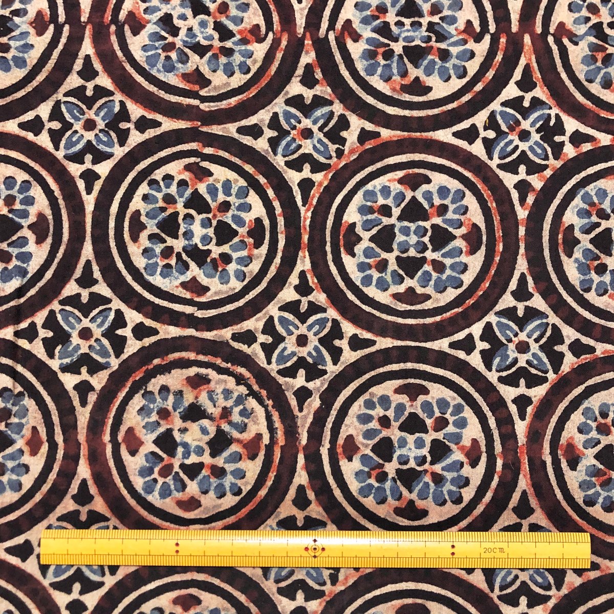 50cm単位】アジュラック18 ブラック インド ハンドブロックプリント